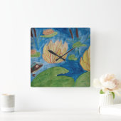 Kikker en waterlokken vierkante klok (Huis)