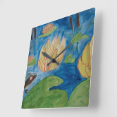 Kikker en waterlokken vierkante klok (Hoek)