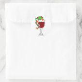 Kikker en wijn ronde sticker (Tas)