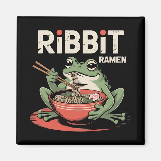 Kikker Eten Ramen Funny Ribbit Ramen Magneet (Voorkant)
