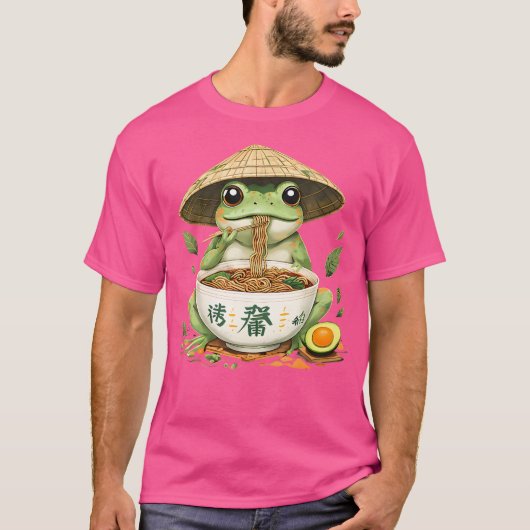 Kikker Eten Ramen Japanse Art Schattigee Anime Lov T-shirt (Voorkant)