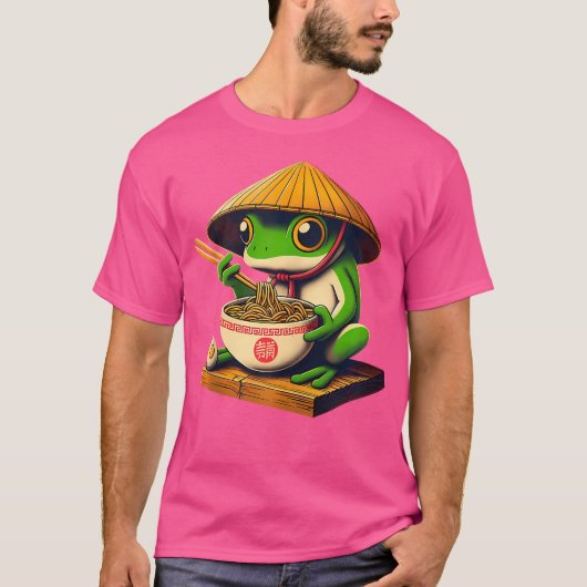 Kikker Eten Ramen Kawaii Japanse Noodles Anime Lo T-shirt (Voorkant)