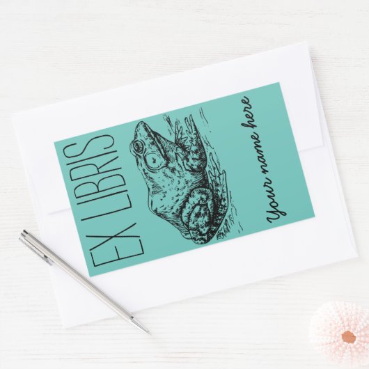 Kikker Ex Libris Bookplaat Rechthoekige Sticker (Envelop)