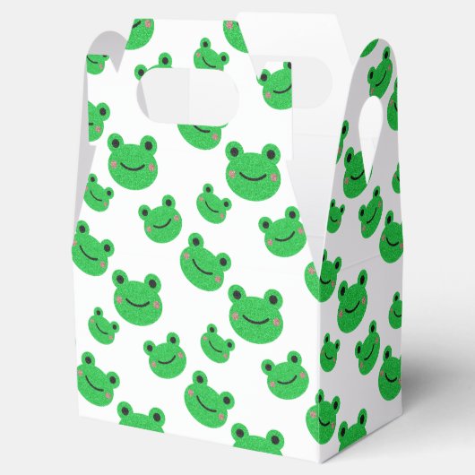 Kikker First Birthday party Croaking Green Glitter Bedankdoosjes (Geopend)