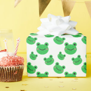 Kikker First Birthday party Croaking Green Glitter Cadeaupapier