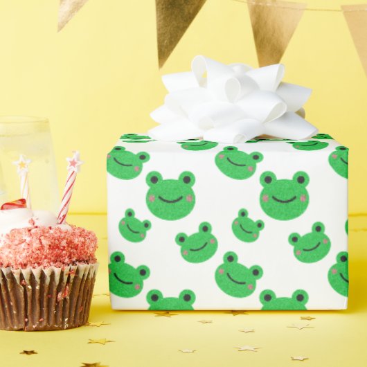 Kikker First Birthday party Croaking Green Glitter Cadeaupapier (Verjaardagsfeest)