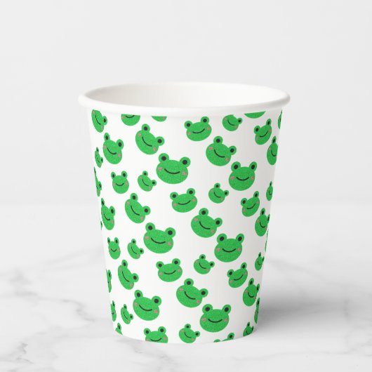 Kikker First Birthday party Croaking Green Glitter Papieren Bekers (Voorkant)