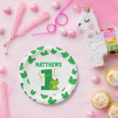 Kikker First Birthday party Cute grappige amfibie Papieren Bordje (Feest)