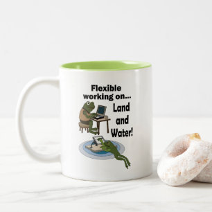 Kikker Flexibel Werken Kantoor Humor Feest Tweekleurige Koffiemok