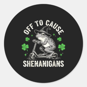 Kikker gaat lol trappen St. Patrick's Day leuk Ronde Sticker