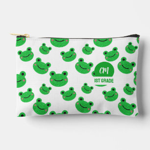 Kikker Gelukkig Gezichtspatroon Groene Monogram Sc Etui