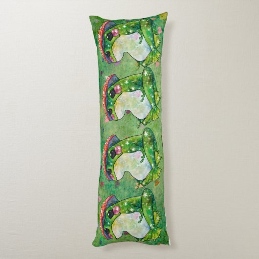 Kikker genaamd Clover Lichaamskussen (Achterkant (Verticaal))