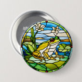 Kikker Glas in lood Design Gedrukt op Button (Voorkant /achterkant)