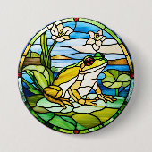 Kikker Glas in lood Design Gedrukt op Button (Voorkant)