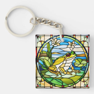 Kikker Glas in lood Design Gedrukt op Sleutelhange Sleutelhanger