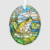 Kikker Glas in lood Ornament gedrukt op acryl (voorkant)