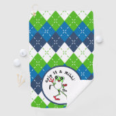 Kikker Golfen Grip It en Ribbit Blue Green Argyle Golfhanddoek (Insitu)
