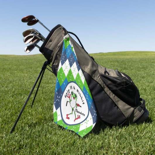 Kikker Golfen Grip It en Ribbit Blue Green Argyle Golfhanddoek (Groen)