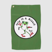 Kikker Golfen Grip It en Ribbit Grappig gepersonal Golfhanddoek (Voorkant)