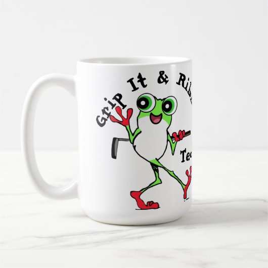 Kikker Golfen Grip It en Ribbit Grappig gepersonal Koffiemok (Links)