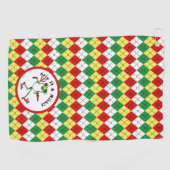 Kikker Golfen Grip It en Ribbit Green Red Argyle Golfhanddoek (Horizontaal)