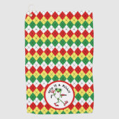 Kikker Golfen Grip It en Ribbit Green Red Argyle Golfhanddoek (Voorkant)