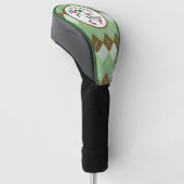 Kikker Golfen Grip It en Ribbit Groen Bruin Argyle Golfheadcover (Schuin)