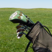 Kikker Golfen Grip It en Ribbit Groen Bruin Argyle Golfheadcover (Insitu)