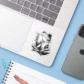 Kikker, grappige kikker, sticker (Laptop met iPhone)