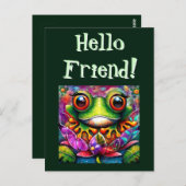 kikker grillig Abstract schilderij kunst bloemengr Briefkaart (Voorkant / Achterkant)