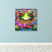 kikker grillig Abstract schilderij kunst bloemengr Canvas Afdruk (Insitu (Houten vloer))