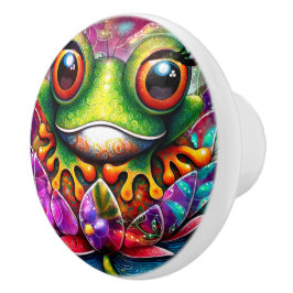 kikker grillig Abstract schilderij kunst bloemengr Keramische Knop