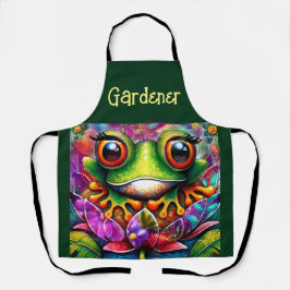 kikker grillig Abstract schilderij kunst bloemengr Schort