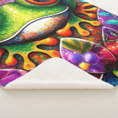 kikker grillig Abstract schilderij kunst bloemengr Sherpa Deken (3/4)