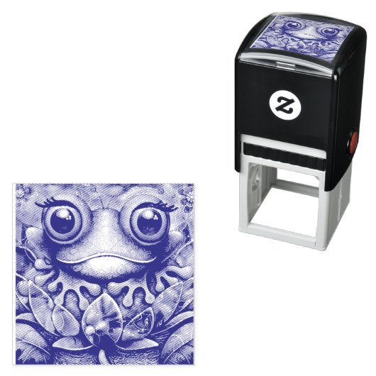 kikker grillig Abstract schilderij kunst bloemengr Zelfinktende Stempel (In situ)