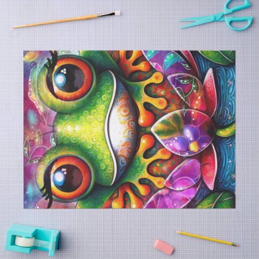 Kikker grillig schilderij Bloemen Decoupage Tissuepapier (Craft)