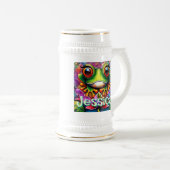 Kikker grillige Abstracte Bloemkikkers Gepersonali Bierpul (Voorkant rechts)