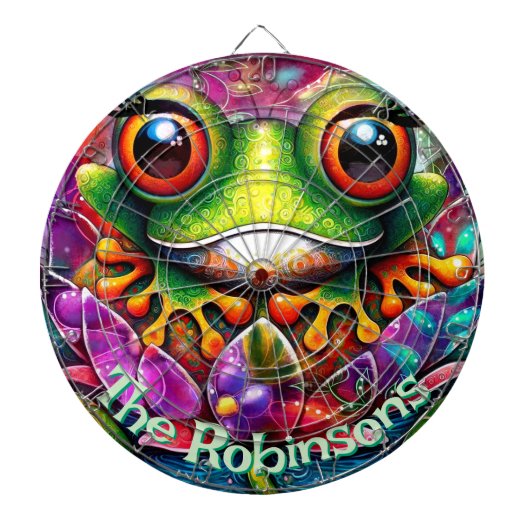 Kikker grillige Abstracte Bloemkikkers Gepersonali Dartbord (Voorkant)