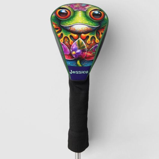 Kikker grillige Abstracte Bloemkikkers Gepersonali Golfheadcover (Voorkant)