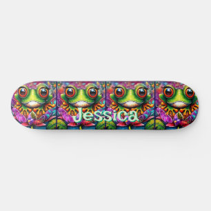 Kikker grillige Abstracte Bloemkikkers Gepersonali Persoonlijk Skateboard
