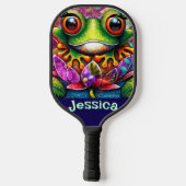Kikker grillige Abstracte Bloemkikkers Gepersonali Pickleball Paddle (Achterkant)