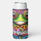 Kikker grillige Abstracte Bloemkikkers Gepersonali Seltzer Blikjeskoeler (Seltzer Achterkant)