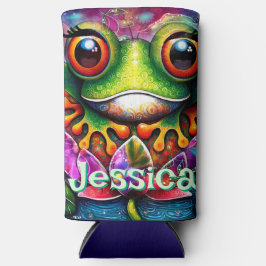 Kikker grillige Abstracte Bloemkikkers Gepersonali Seltzer Blikjeskoeler