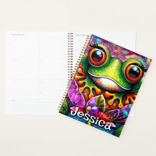 Kikker grillige Abstracte kunst Bloemen gepersonal Planner (Display)