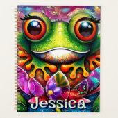 Kikker grillige Abstracte kunst Bloemen gepersonal Planner (Voorkant)