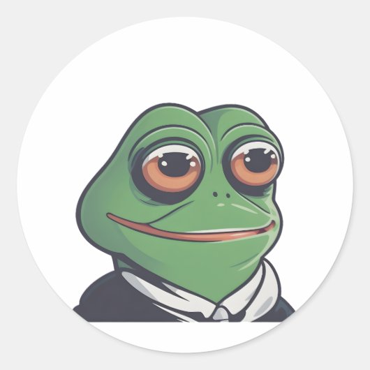 Kikker: grillige amfibische kunst ronde sticker (Voorkant)