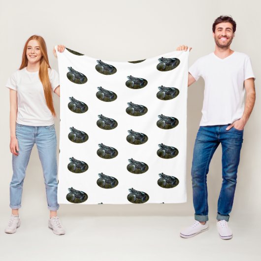 Kikker, halfwitte vacht fleece deken (In situ)