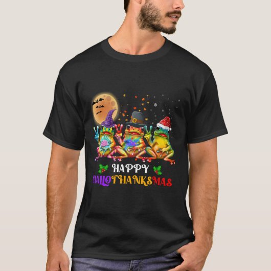 Kikker Happy HalloThanksMas T-shirt (Voorkant)