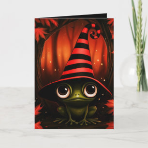 Kikker heks Halloween kostuum illustratie Kaart