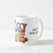 Kikker Hippie Boho Peace Groovy Personaliseer Cust Koffiemok (Voorkant rechts)